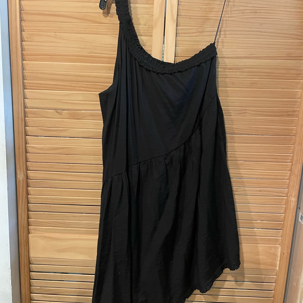 Anthropologie Black One Shoulder Sundress